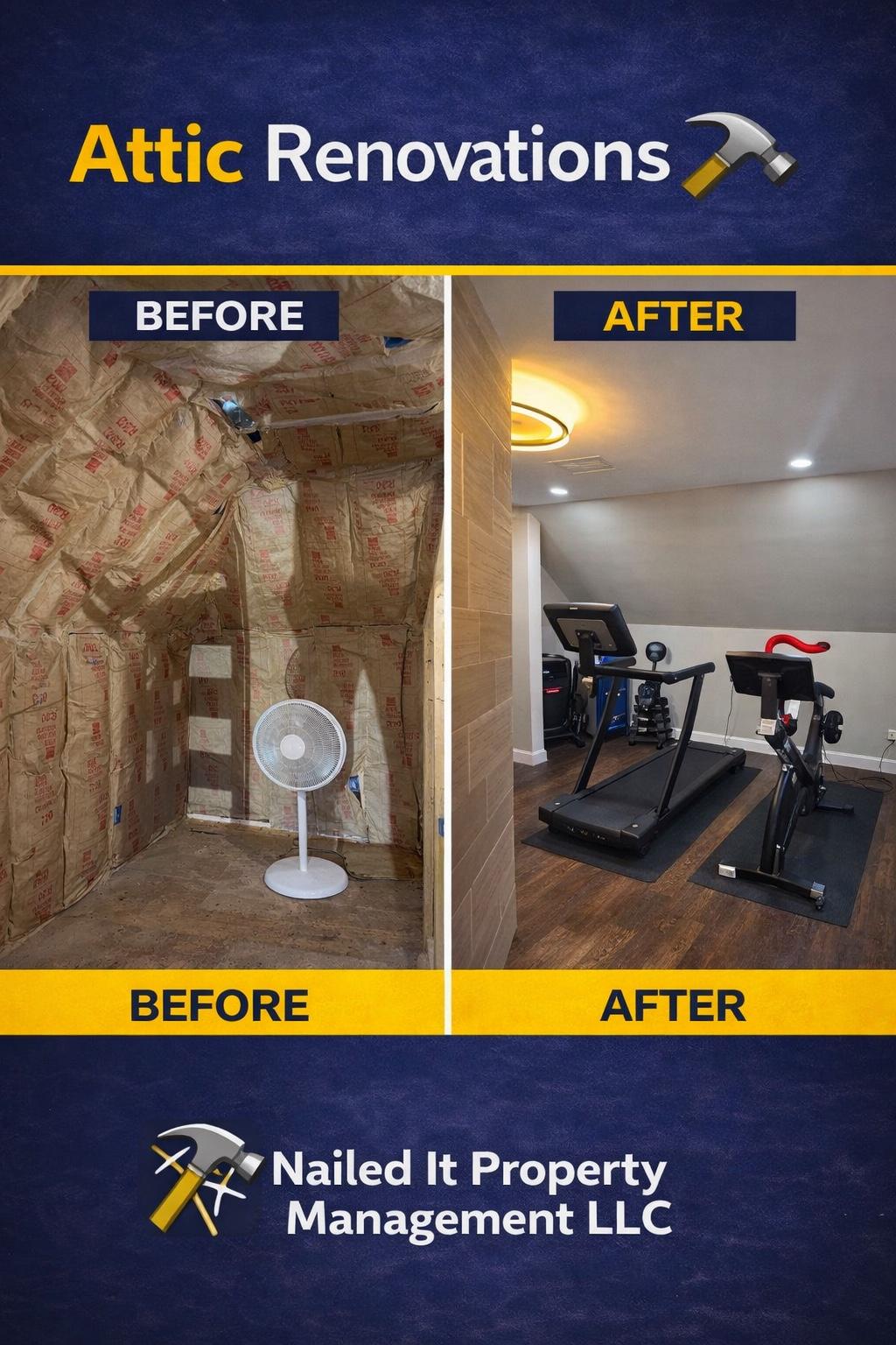 Before and after attic renovation finished as usable living space