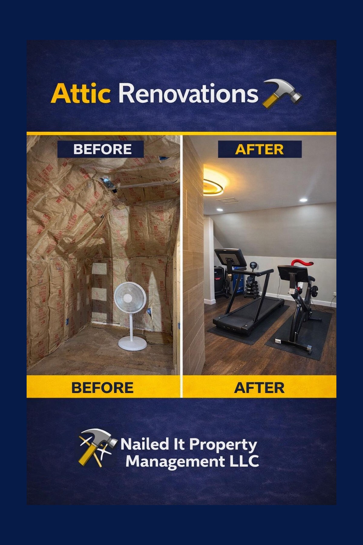 Real before and after attic renovation