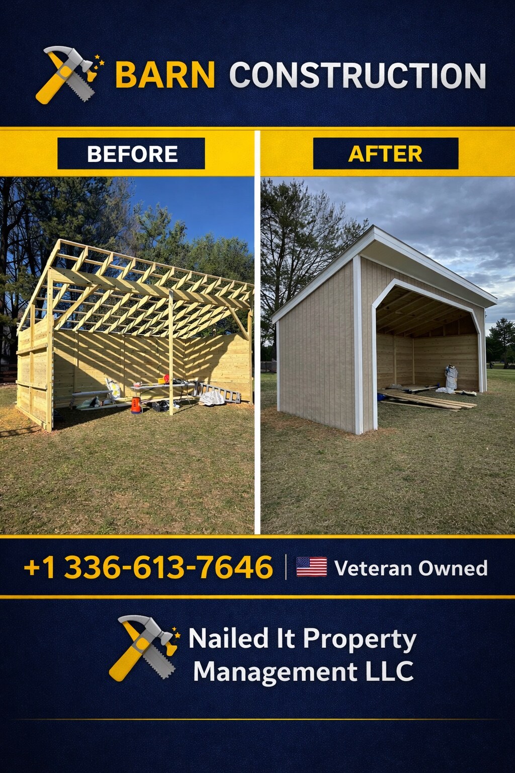 Real before and after barn construction project