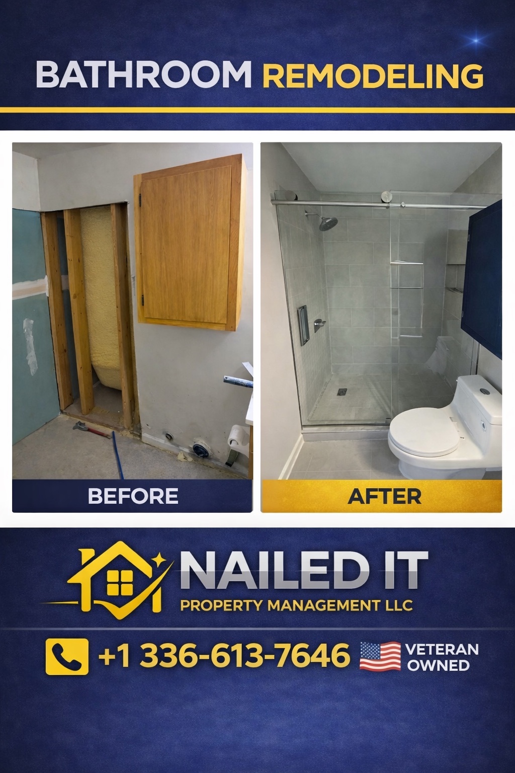 Bathroom remodeling transformation with a frameless glass shower enclosure