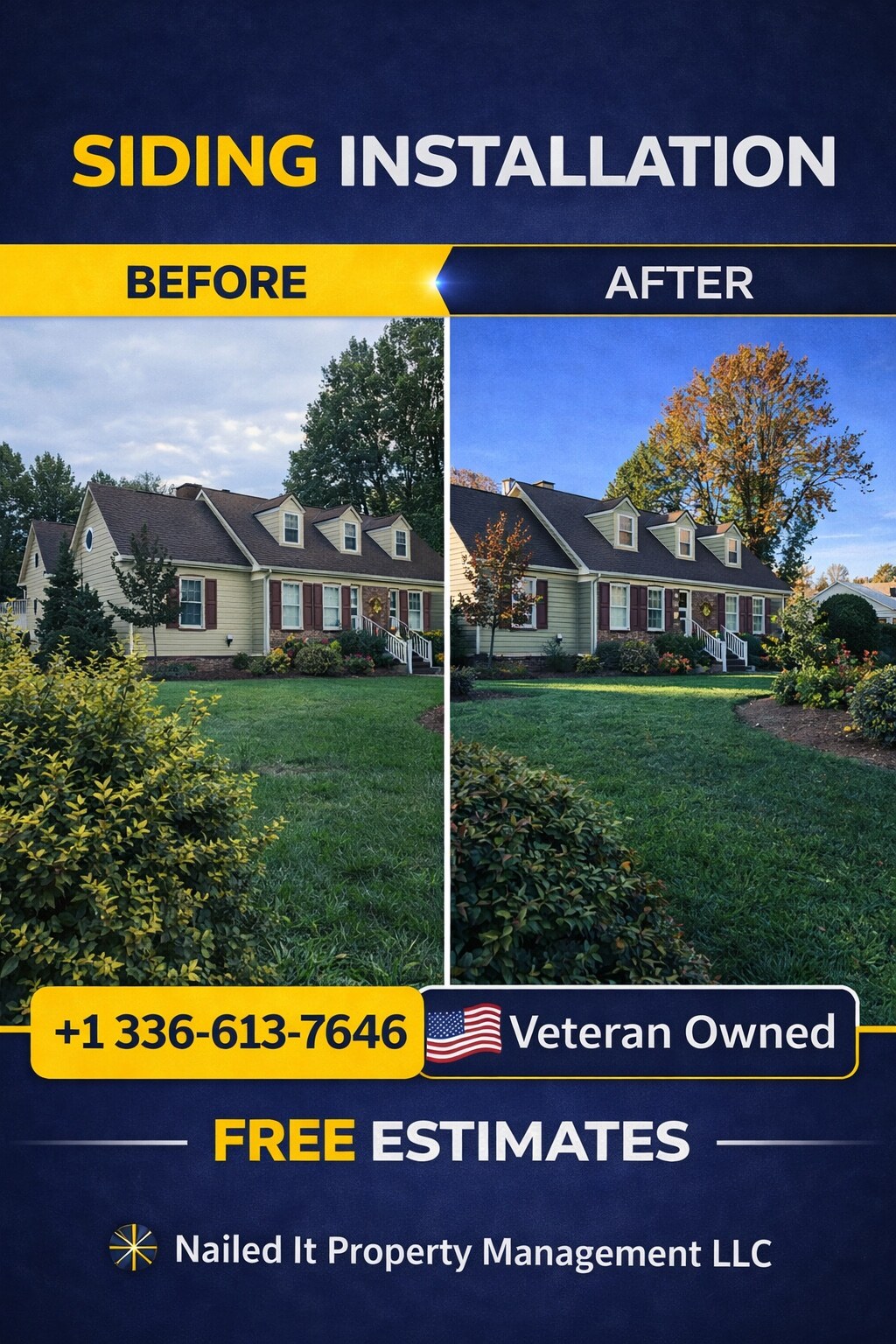 Real before and after residential siding installation